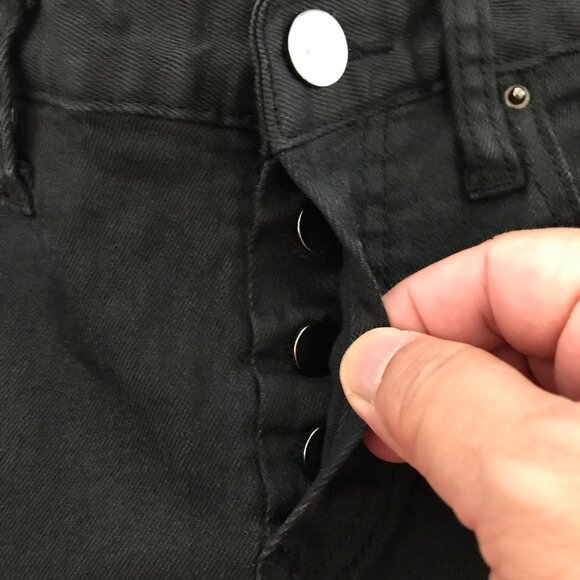 MNML Skinny Jeans Men 31x30 Black Mid Rise Zip Ankle Button Fly Stretch - Picture 12 of 12